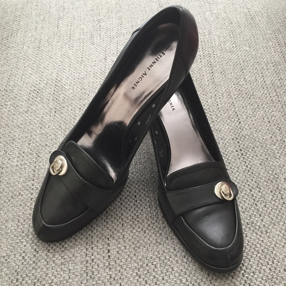 Etienne Aigner Leather Naomi Black Pump/ Mocassins - Picture 1 of 8
